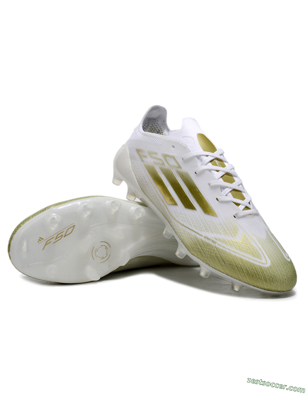 Adidas F50 Elite AG Low-Tops Soccer Cleats - White/Gold 3