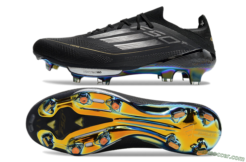 Adidas F50+ Lightstrike Pro Elite FG Low-Tops Soccer Cleats - Black/Silver/Gold 1
