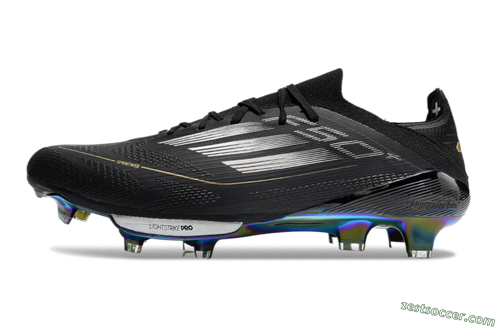 Adidas F50+ Lightstrike Pro Elite FG Low-Tops Soccer Cleats - Black/Silver/Gold 2