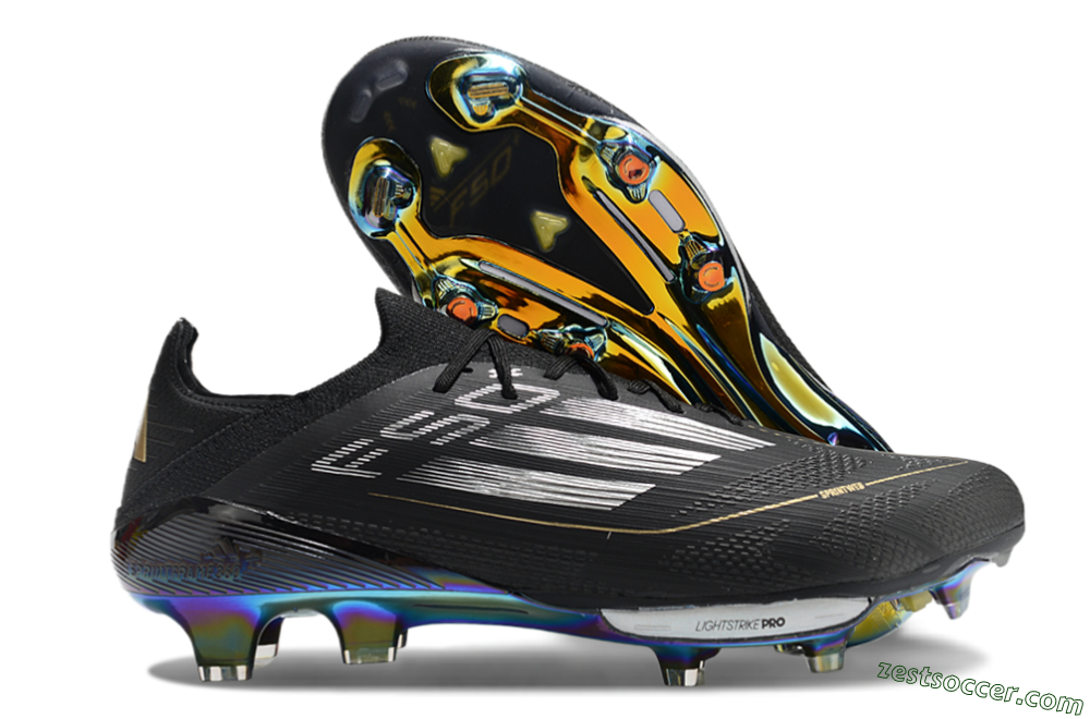 Adidas F50+ Lightstrike Pro Elite FG Low-Tops Soccer Cleats - Black/Silver/Gold 0