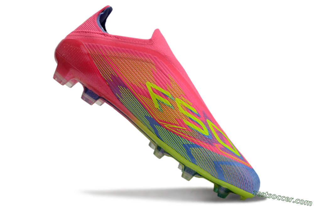 Adidas F50 Elite Laceless FG Low-Tops Soccer Cleats - Pink/Blue/Yellow 5
