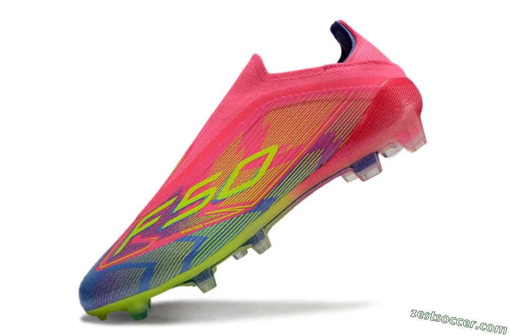 Adidas F50 Elite Laceless FG Low-Tops Soccer Cleats - Pink/Blue/Yellow 6