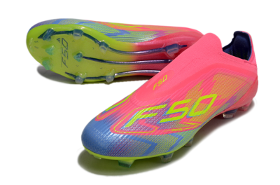 Adidas F50 Elite Laceless FG Low-Tops Soccer Cleats - Pink/Blue/Yellow