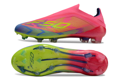 Adidas F50 Elite Laceless FG Low-Tops Soccer Cleats - Pink/Blue/Yellow