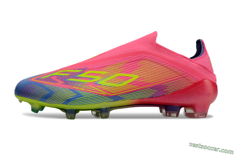 Adidas F50 Elite Laceless FG Low-Tops Soccer Cleats - Pink/Blue/Yellow 2