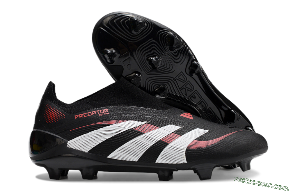 Adidas Predator Elite Laceless FG Low-Tops Soccer Cleats - Black/Red/White 0