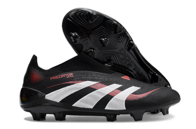 Adidas Predator Elite Laceless FG Low-Tops Soccer Cleats - Black/Red/White