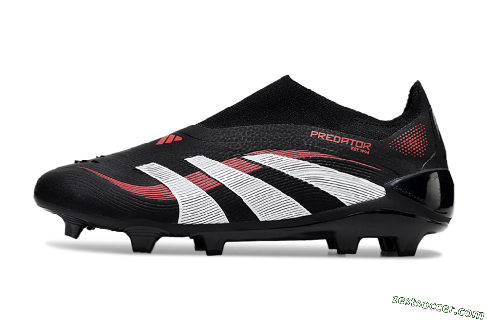 Adidas Predator Elite Laceless FG Low-Tops Soccer Cleats - Black/Red/White 2