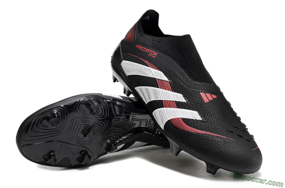 Adidas Predator Elite Laceless FG Low-Tops Soccer Cleats - Black/Red/White 3