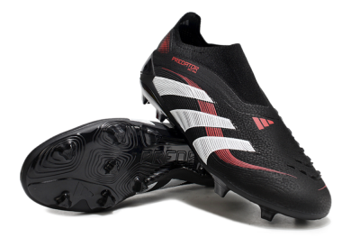 Adidas Predator Elite Laceless FG Low-Tops Soccer Cleats - Black/Red/White