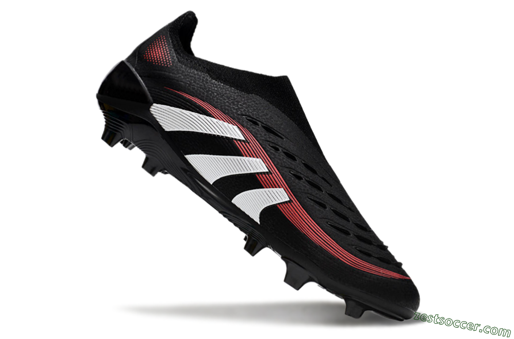Adidas Predator Elite Laceless FG Low-Tops Soccer Cleats - Black/Red/White 4