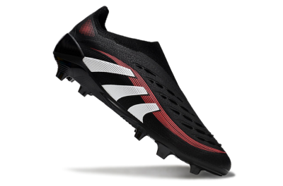 Adidas Predator Elite Laceless FG Low-Tops Soccer Cleats - Black/Red/White
