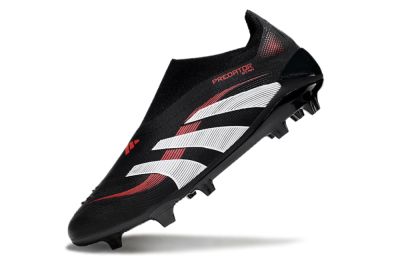 Adidas Predator Elite Laceless FG Low-Tops Soccer Cleats - Black/Red/White