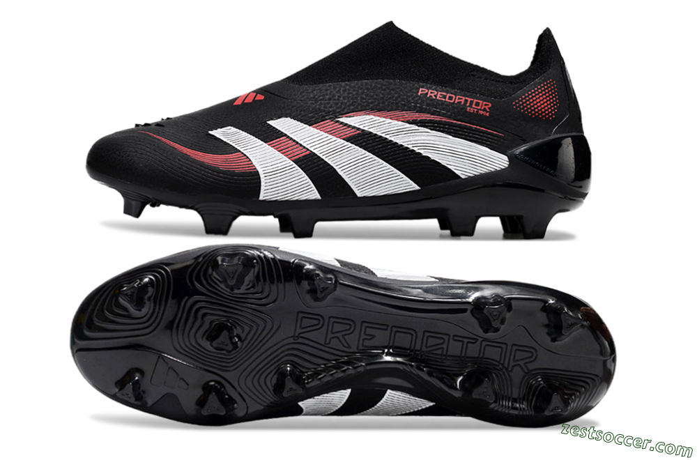 Adidas Predator Elite Laceless FG Low-Tops Soccer Cleats - Black/Red/White 1