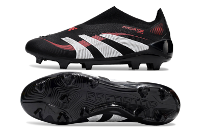 Adidas Predator Elite Laceless FG Low-Tops Soccer Cleats - Black/Red/White