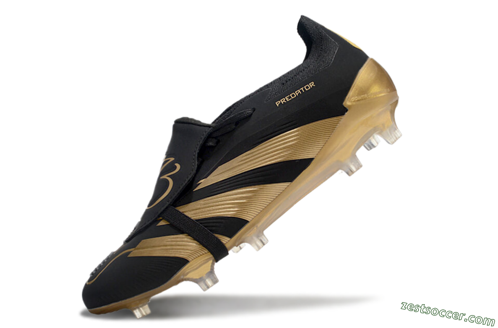 Adidas Predator Elite Foldover Tongue FG Low-Tops Soccer Cleats - Black/Gold 6