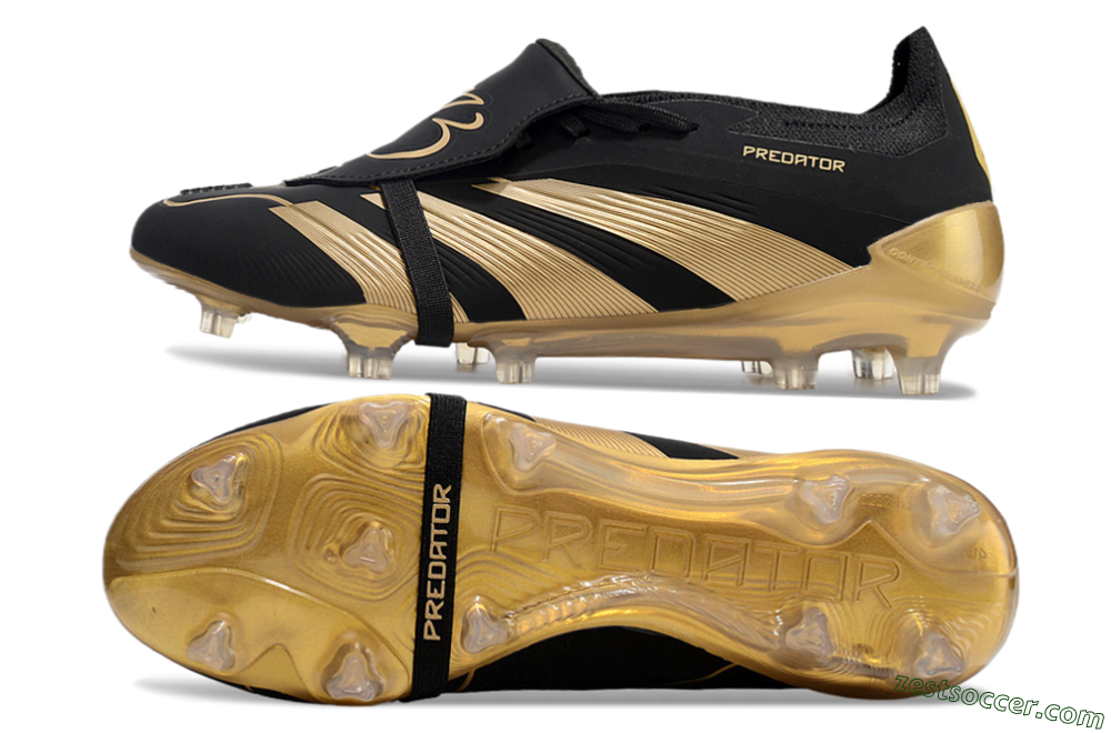 Adidas Predator Elite Foldover Tongue FG Low-Tops Soccer Cleats - Black/Gold 1