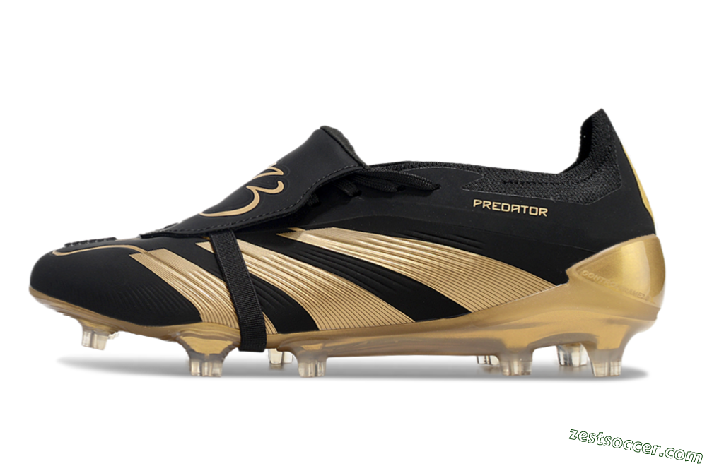 Adidas Predator Elite Foldover Tongue FG Low-Tops Soccer Cleats - Black/Gold 2