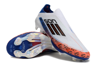 Adidas F50 Elite Lightstrike Pro Laceless FG Low-Tops Soccer Cleats - White/Orange/Blue
