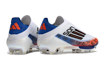 Adidas F50 Elite Lightstrike Pro Laceless FG Low-Tops Soccer Cleats - White/Orange/Blue