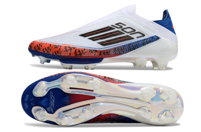 Adidas F50 Elite Lightstrike Pro Laceless FG Low-Tops Soccer Cleats - White/Orange/Blue