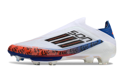 Adidas F50 Elite Lightstrike Pro Laceless FG Low-Tops Soccer Cleats - White/Orange/Blue