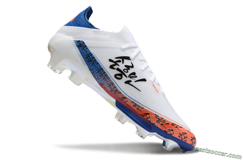 Adidas F50 Elite Lightstrike Pro FG Low-Tops Soccer Cleats - White/Orange/Blue 4
