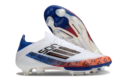 Adidas F50 Elite Lightstrike Pro FG Low-Tops Soccer Cleats - White/Orange/Blue