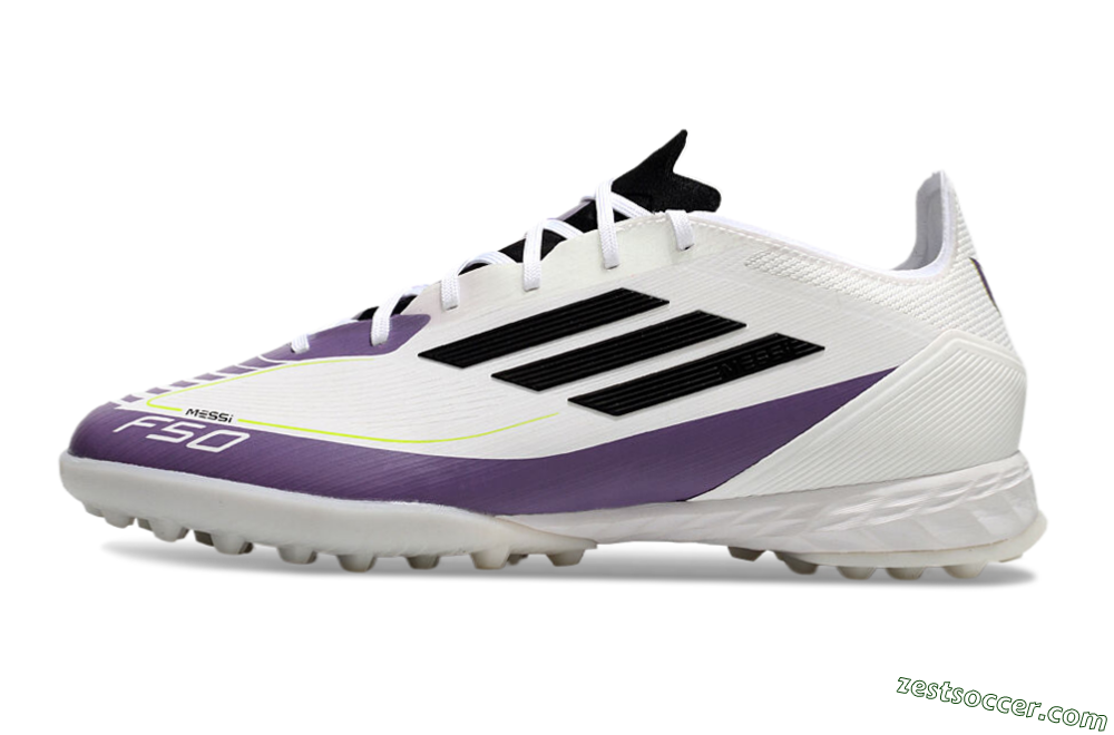 Adidas F50 Elite TF Low-Tops Soccer Shoes - White/Black/Purple 2