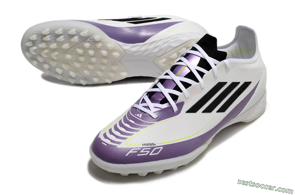 Adidas F50 Elite TF Low-Tops Soccer Shoes - White/Black/Purple 3