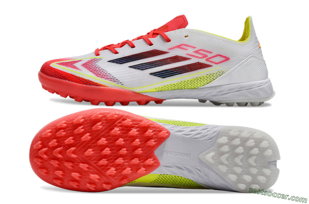 Adidas F50 Elite TF Low-Tops Soccer Shoes - White/Red/Yellow 7