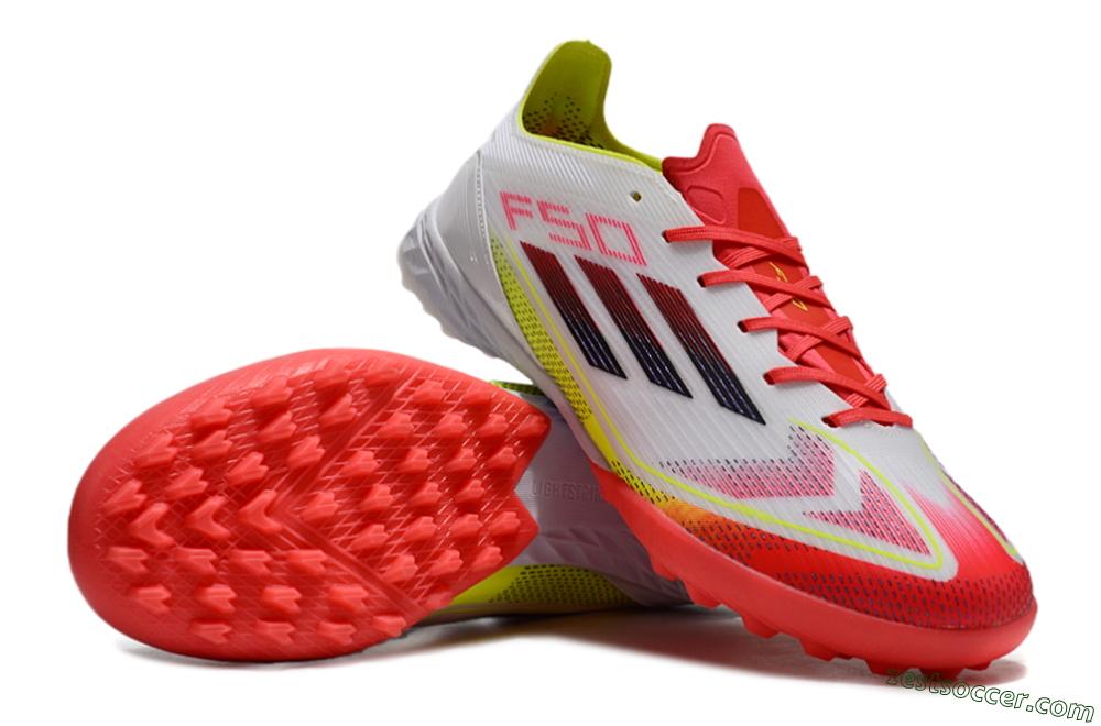 Adidas F50 Elite TF Low-Tops Soccer Shoes - White/Red/Yellow 2