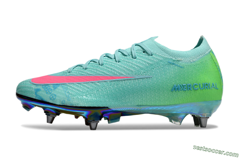Nike Air Zoom Mercurial Vapor 16 Elite SG Low-Tops Soccer Cleats - Jade/Pink/Gold 2