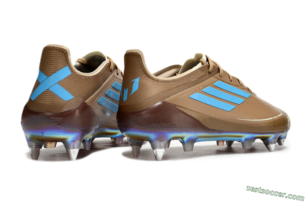 Messi x Adidas F50 Elite SG Low-Tops Soccer Cleats - Brown/White/Blue 6