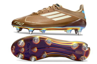 Messi x Adidas F50 Elite SG Low-Tops Soccer Cleats - Brown/White/Blue