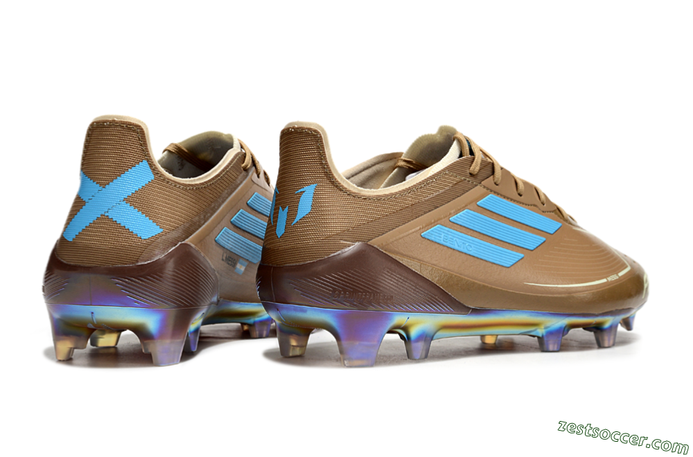 Messi x Adidas F50 Elite FG Low-Tops Soccer Cleats - Brown/White/Blue 6