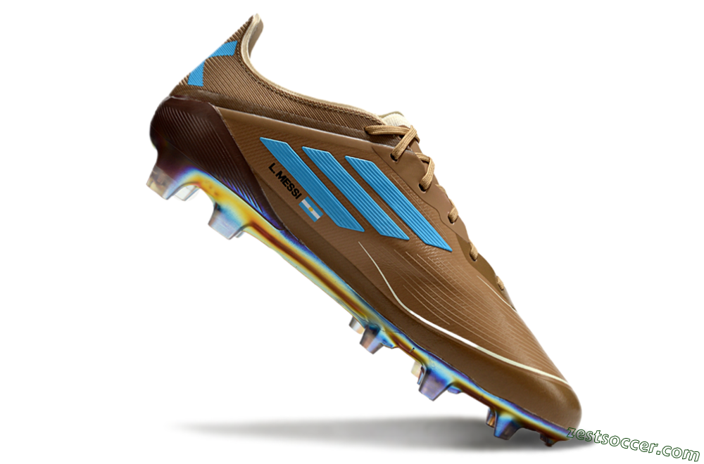 Messi x Adidas F50 Elite FG Low-Tops Soccer Cleats - Brown/White/Blue 4