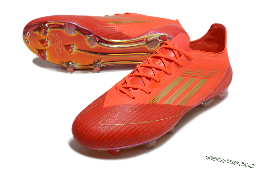 Adidas F50 Elite FG Low-Tops Soccer Cleats - Red/Gold 3