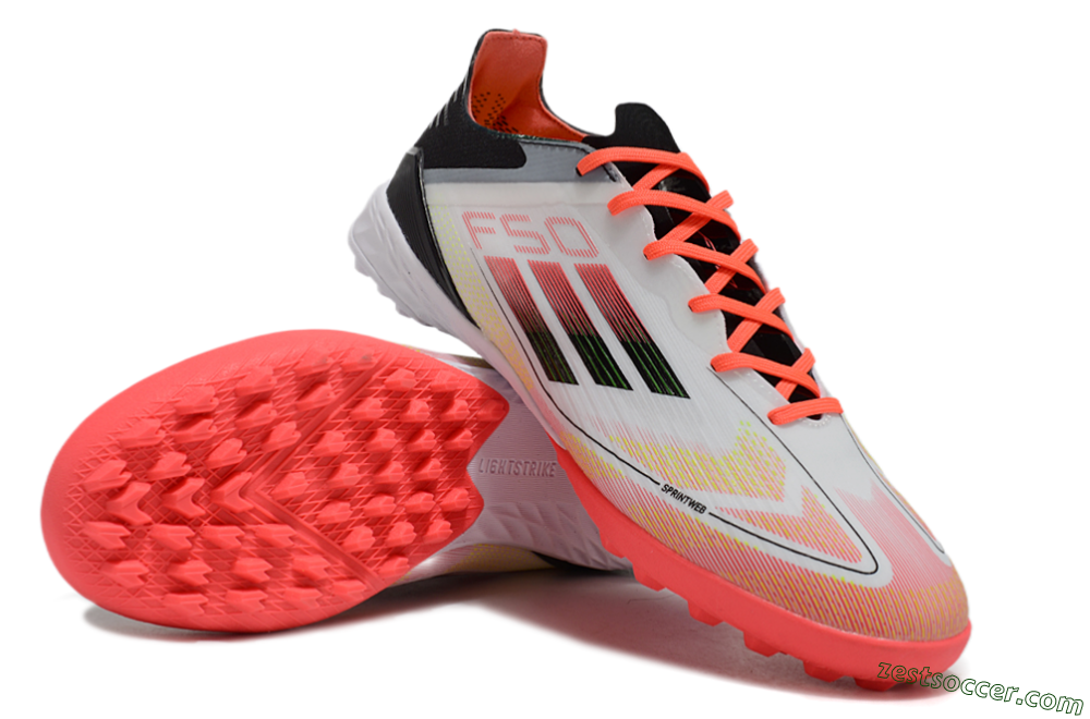 Adidas F50 Elite TF Low-Tops Soccer Shoes - White/Red/Yellow 3
