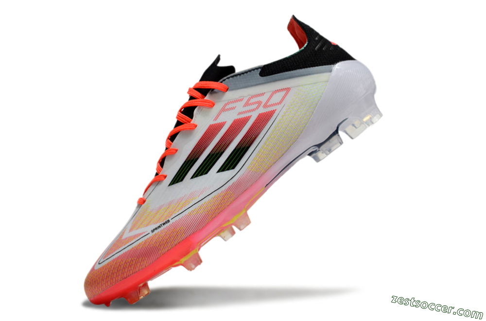 Adidas F50 Elite FG Low-Tops Soccer Cleats - White/Red/Yellow 5