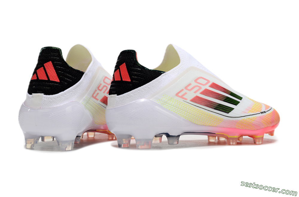 Adidas F50 Elite Laceless FG Low-Tops Soccer Cleats - White/Red/Yellow 6
