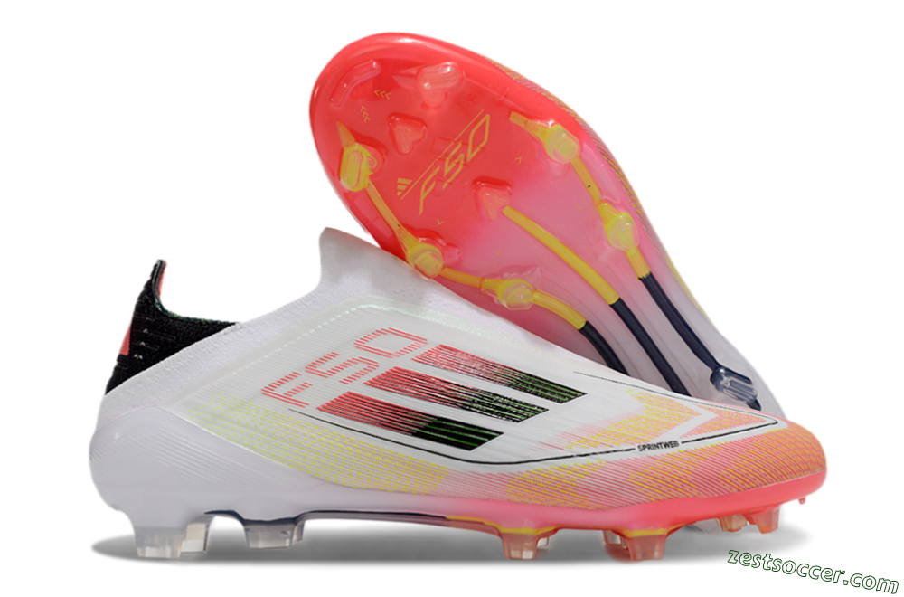 Adidas F50 Elite Laceless FG Low-Tops Soccer Cleats - White/Red/Yellow 0