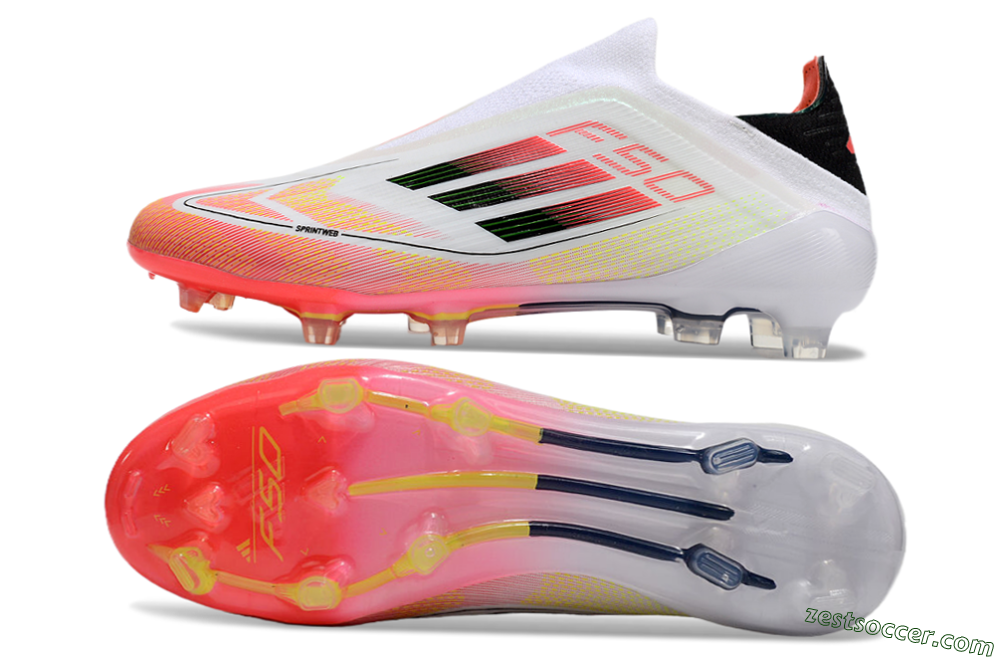 Adidas F50 Elite Laceless FG Low-Tops Soccer Cleats - White/Red/Yellow 1