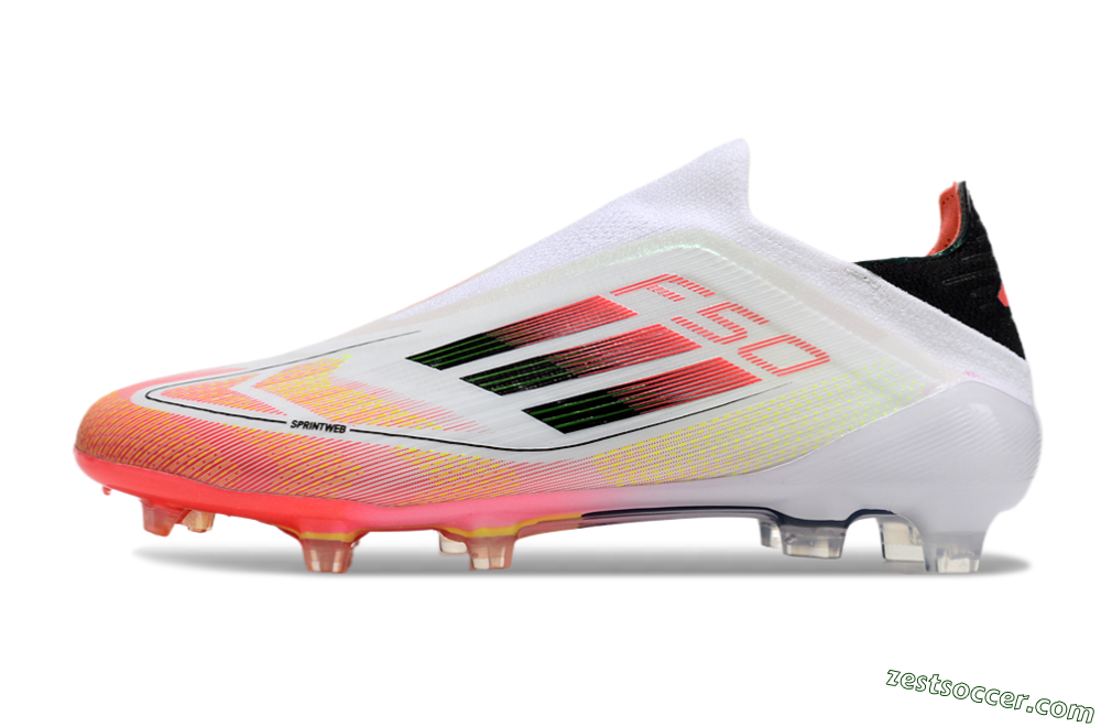 Adidas F50 Elite Laceless FG Low-Tops Soccer Cleats - White/Red/Yellow 2