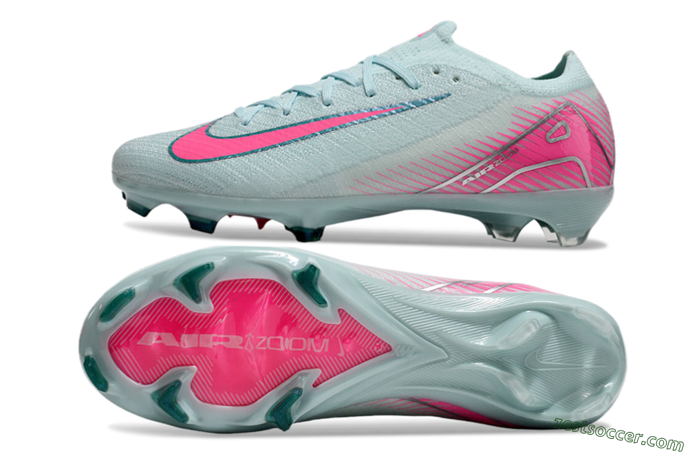 Nike Air Zoom Mercurial Vapor 16 Elite FG Low-Tops Soccer Cleats - Jade/Pink/Silver 6