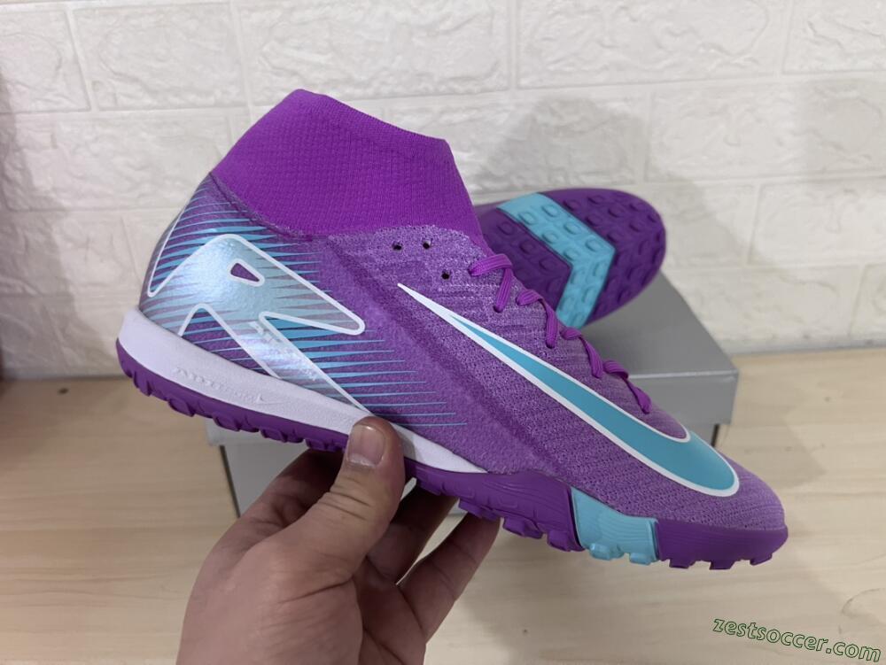 Nike Air Zoom Mercurial Superfly 10 Elite TF High-Tops Soccer Shoes - Purple/Jade/White