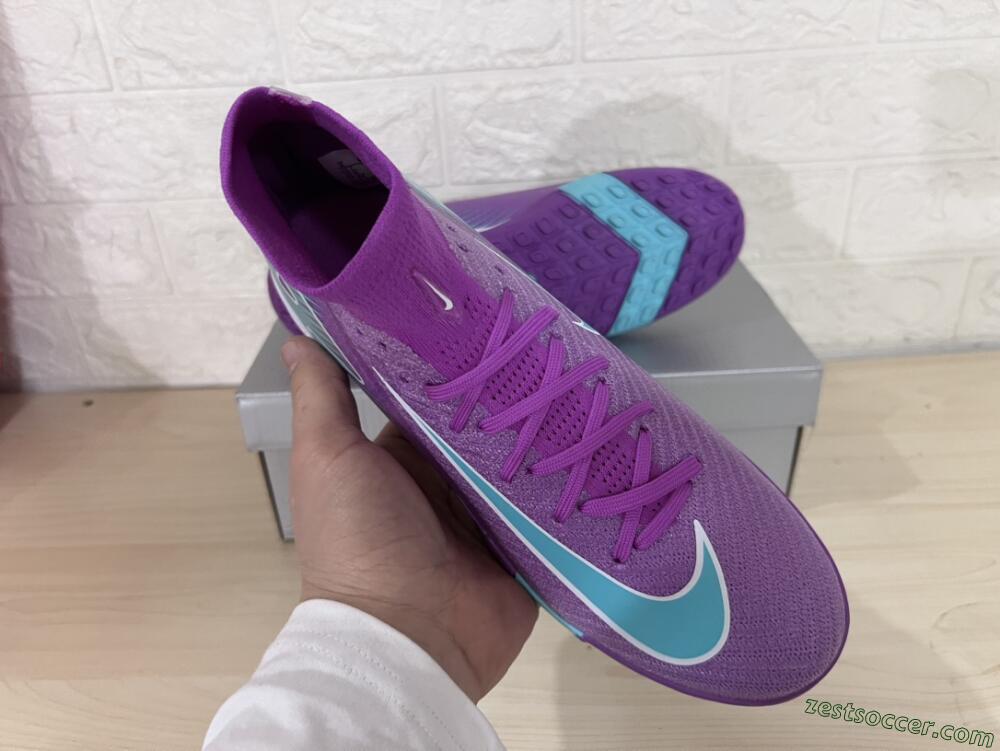 Nike Air Zoom Mercurial Superfly 10 Elite TF High-Tops Soccer Shoes - Purple/Jade/White
