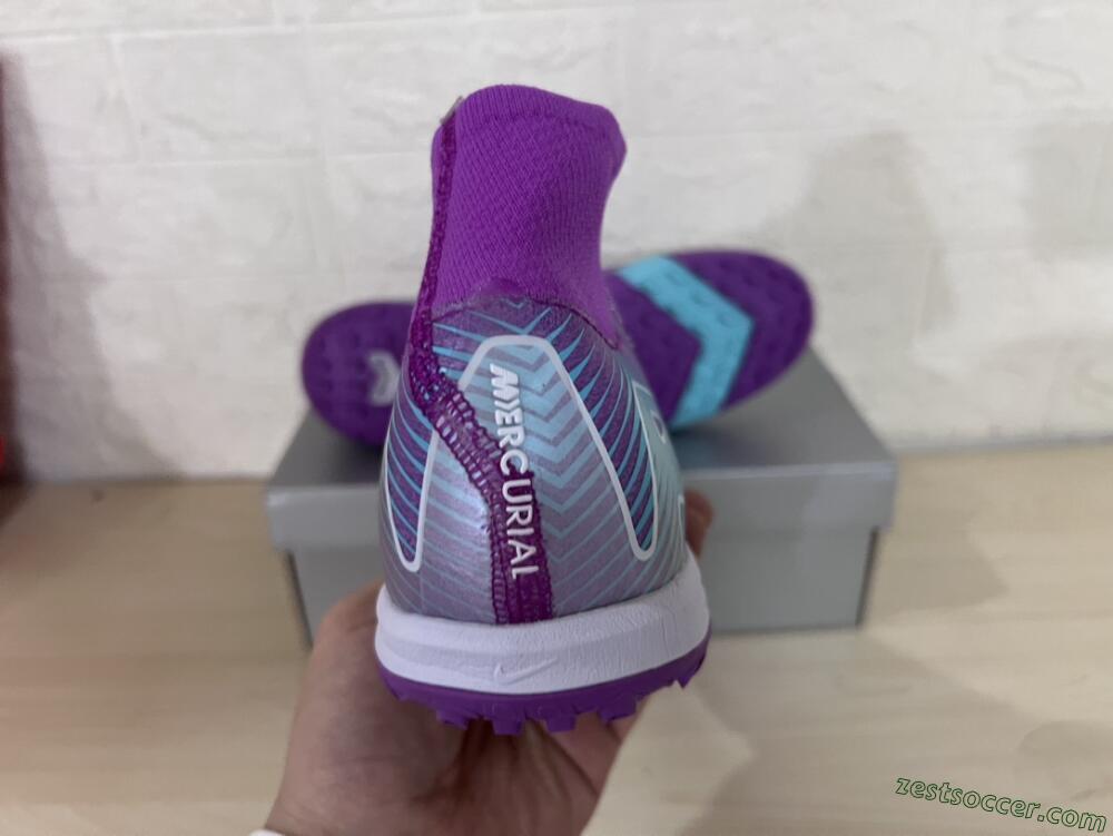Nike Air Zoom Mercurial Superfly 10 Elite TF High-Tops Soccer Shoes - Purple/Jade/White