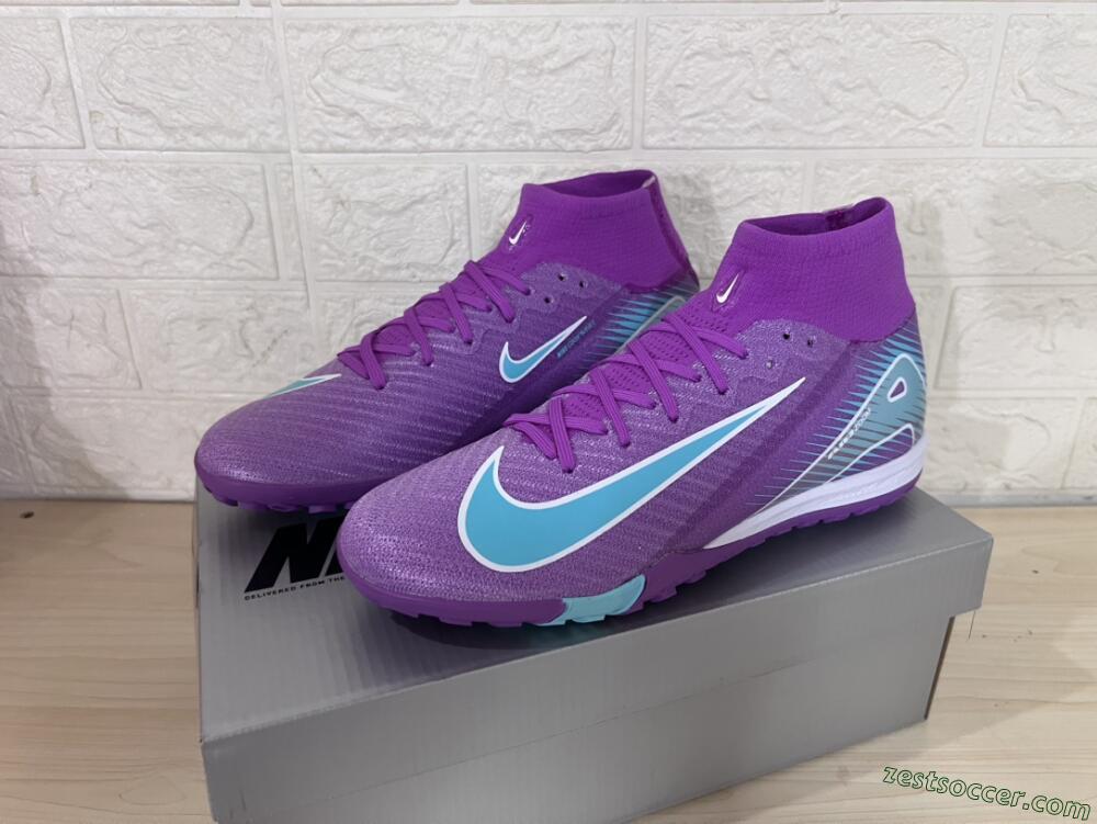 Nike Air Zoom Mercurial Superfly 10 Elite TF High-Tops Soccer Shoes - Purple/Jade/White