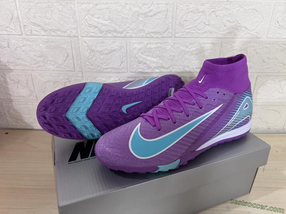 Nike Air Zoom Mercurial Superfly 10 Elite TF High-Tops Soccer Shoes - Purple/Jade/White